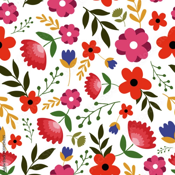 Fototapeta cute colorful floral flower seamless pattern design