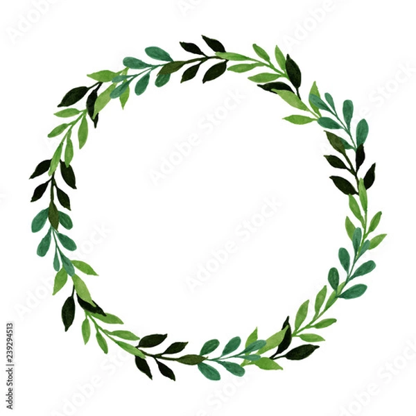 Fototapeta watercolor leaf floral frame wreath design