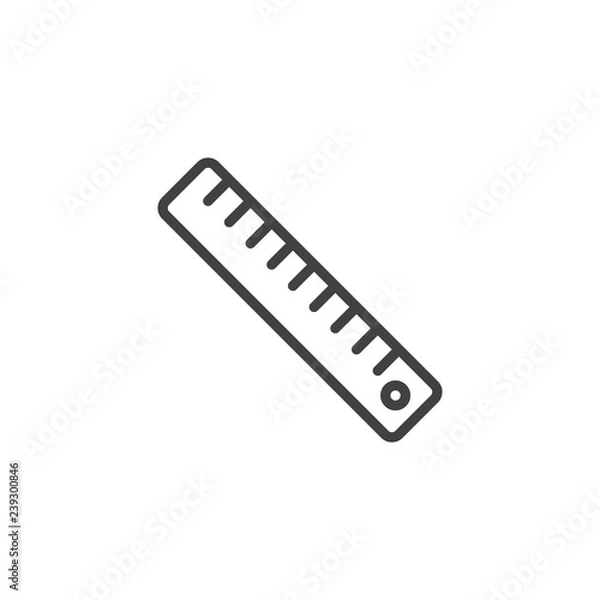Fototapeta Ruler outline icon. linear style sign for mobile concept and web design. Measurement ruler simple line vector icon. Symbol, logo illustration. Pixel perfect vector graphics