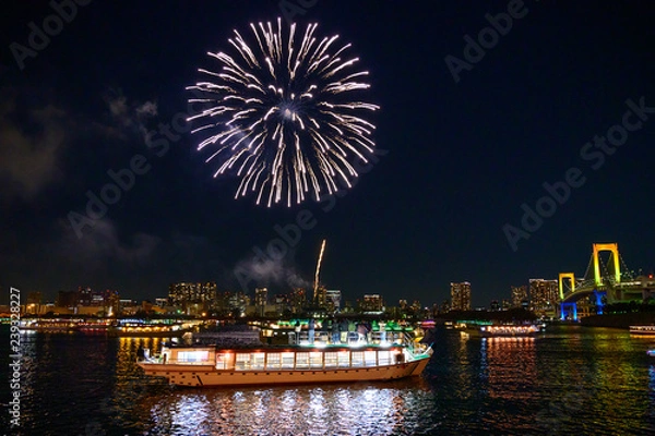 Obraz 花火と屋形船のイメージ