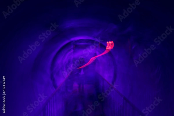 Obraz Rotating walls with moving lights abstract with red light