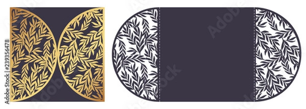 Obraz Laser cut ornamental vector template. Die cut paper card with openwork ornament.
