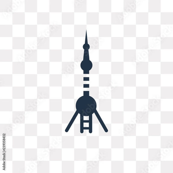 Fototapeta Oriental pearl tower vector icon isolated on transparent background, Oriental pearl tower  transparency concept can be used web and mobile