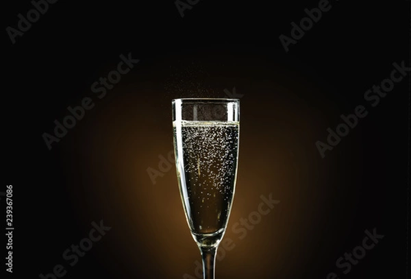 Obraz Glass of champagne on dark background