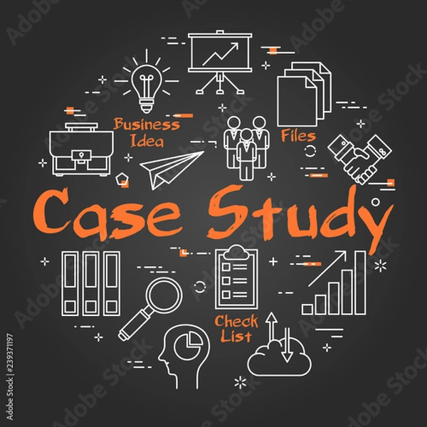 Obraz Black round Case Study concept on black chalkboard