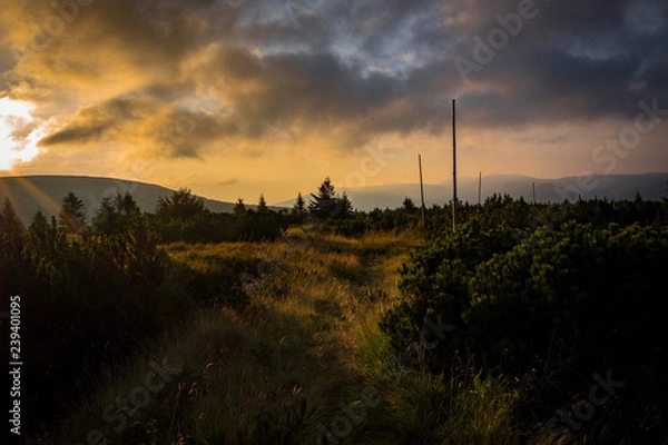 Fototapeta sunset in krkonoše