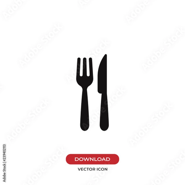 Obraz Fork and knife icon vector. Restaurant symbol.