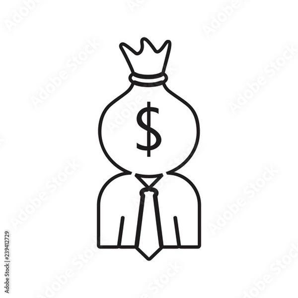 Fototapeta the head of an employee in the form of a money bag icon. Element of HR & Heat hunting for mobile concept and web apps icon. Thin line icon for website design