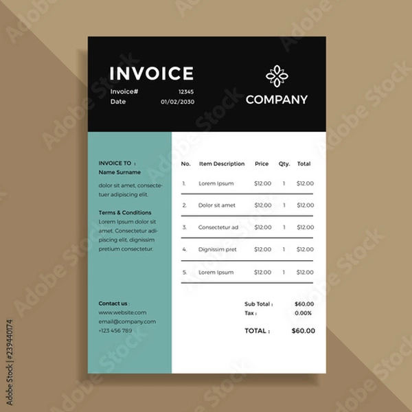 Fototapeta simple invoice template design