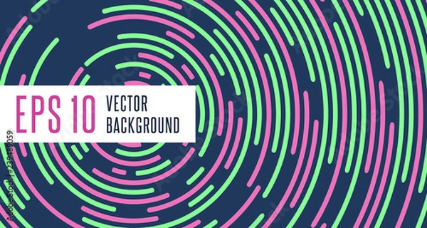 Fototapeta Abstract minimal vector background design with text template. Modern neon lime purple circle lines and design template elements for your art, flyers, posters, covers, banners. Vector EPS 10