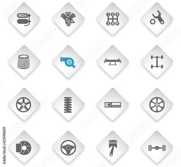 Fototapeta auto tuning icon set