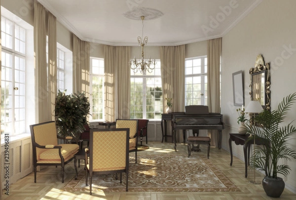 Fototapeta interior visualization, 3D illustration
