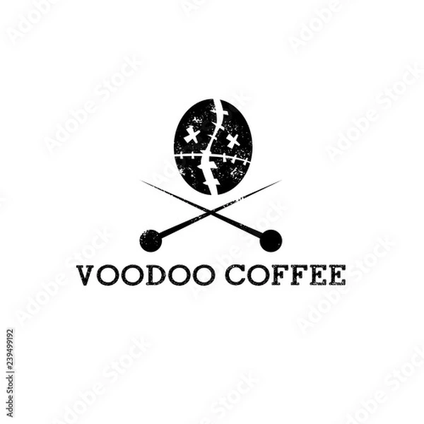 Fototapeta coffee bean in a form of voodoo head vector design template