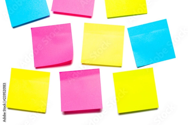 Fototapeta Colorful sticky notes isolated on white background