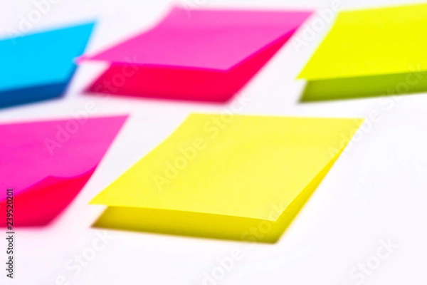Fototapeta Many colorful sticky notes on white background