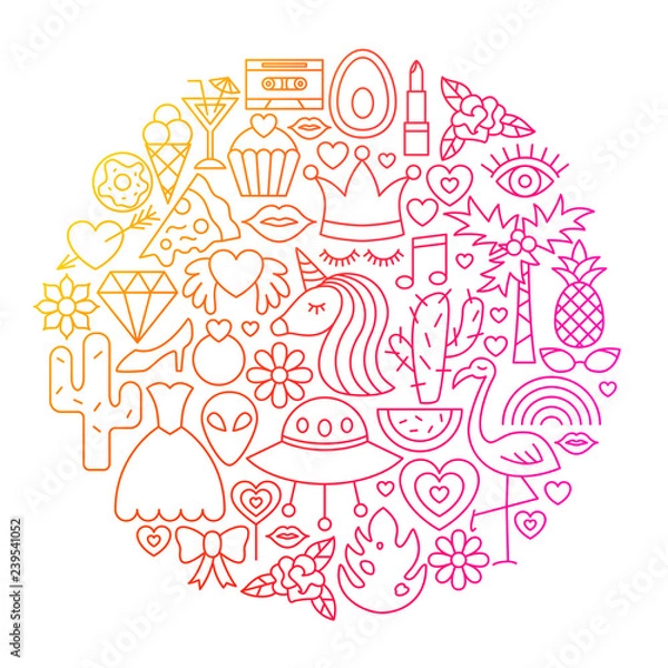 Fototapeta Girl Fashion Line Icon Circle Design