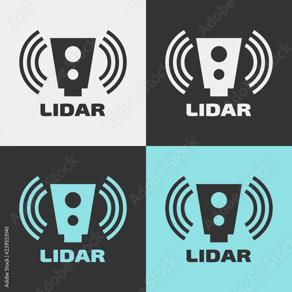 Fototapeta Vector autonomous car LIDAR sensor icon. Light Identification Detection and Ranging.