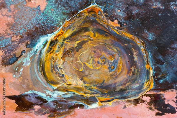 Fototapeta Surreal corrosion pattern. Copper and iron