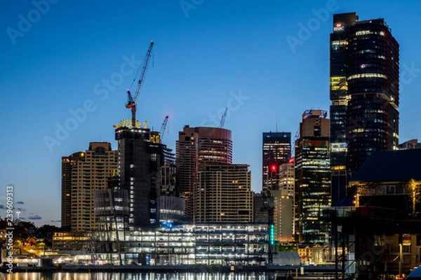 Fototapeta building under construction at dawn