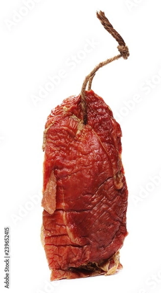 Fototapeta Traditional cured meat isolated on white background