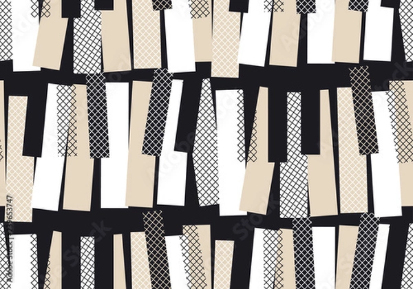 Obraz black and white jazz music seamless pattern.