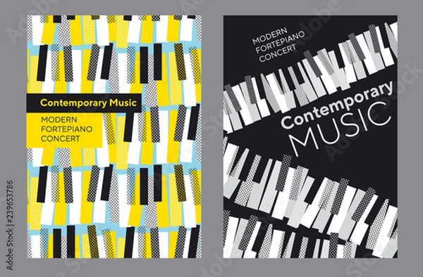 Obraz Bright poster set for piano music concert,