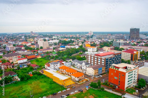Fototapeta A bird's-eye view from a hotel in Vientiane, Laos