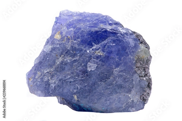 Obraz Blue violet extra quality rough Tanzanite from Tanzania isolated on white background.