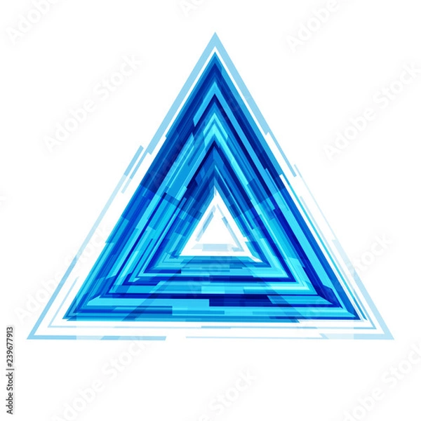 Fototapeta Digital technology blue triangle design geometric, rectangles shapes abstract background vector illustration banner frame template