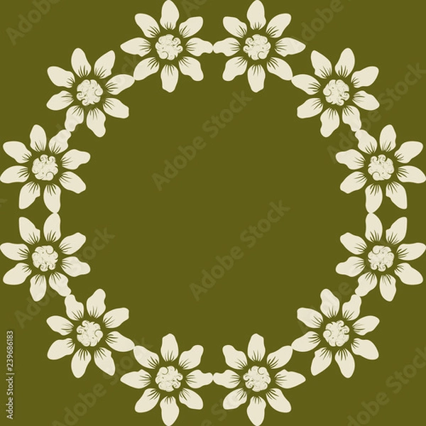 Obraz seamless pattern. Round flower frame