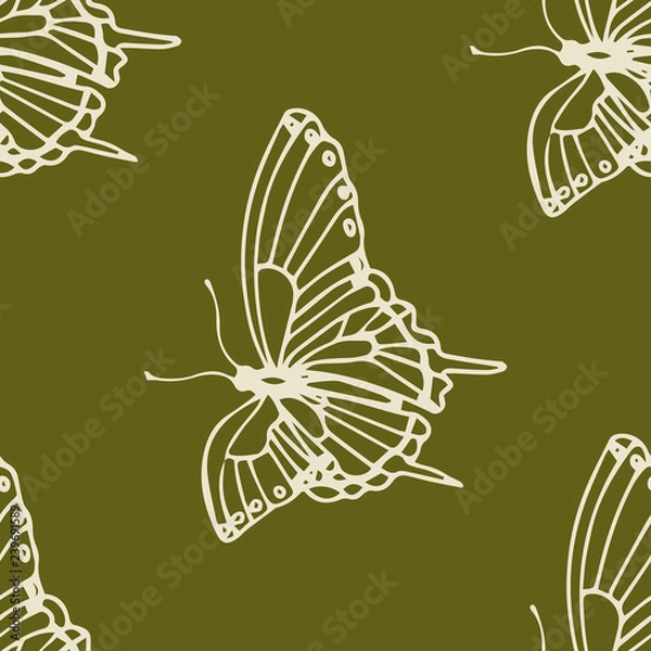 Fototapeta eamless vector pattern with butterflies