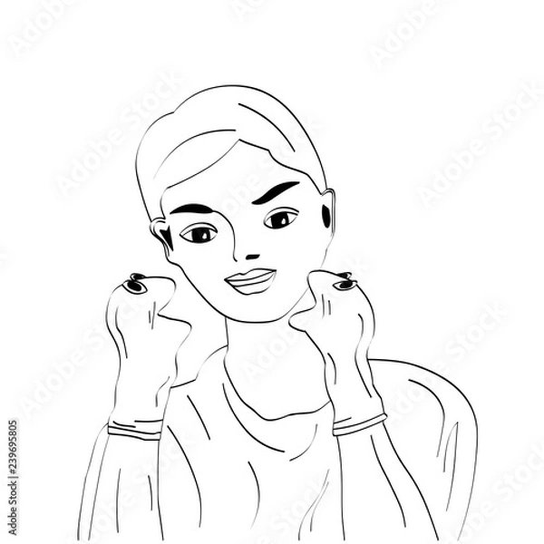 Obraz Vector lines. A man and a puppet theatre