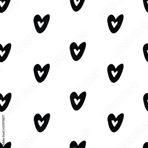 Fototapeta Hearts vector set. Hand drawn doodle vector isolated on background. Inked heart. Sketch style