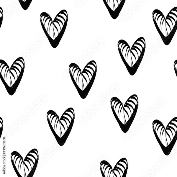 Fototapeta Serca wektor zestaw. Ręcznie rysowane wektor doodle na białym tle na tle. Serce z tuszem. Styl szkicu