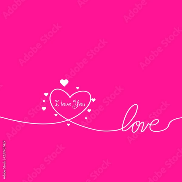 Fototapeta Outline Valentines day for Design, Website, Background, Banner. Heart Silhouette for greeting card or Premium flyer. Best gift. Valentines card with line heart and I Love You phrase. Vector