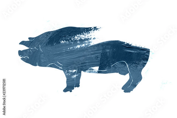 Fototapeta New Year symbol pork art by stroke
