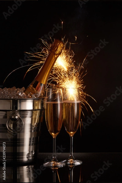 Obraz Champagne and sparklers