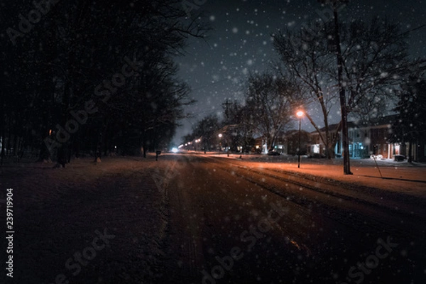 Fototapeta winter streets at night