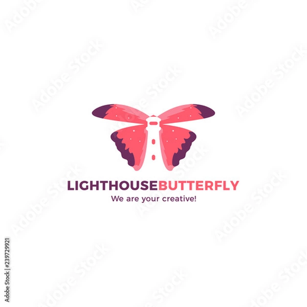 Fototapeta Lighthouse logo icon symbol sign template. In modern style and simple. Vector illustration