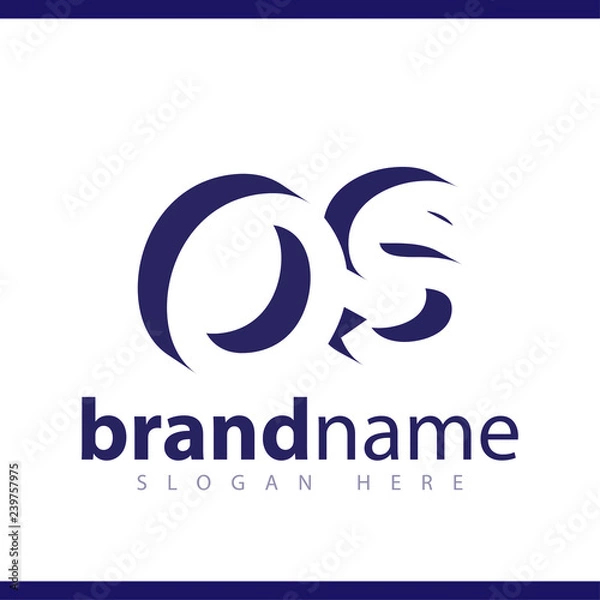 Fototapeta OS initial letter with negative space logo icon vector template