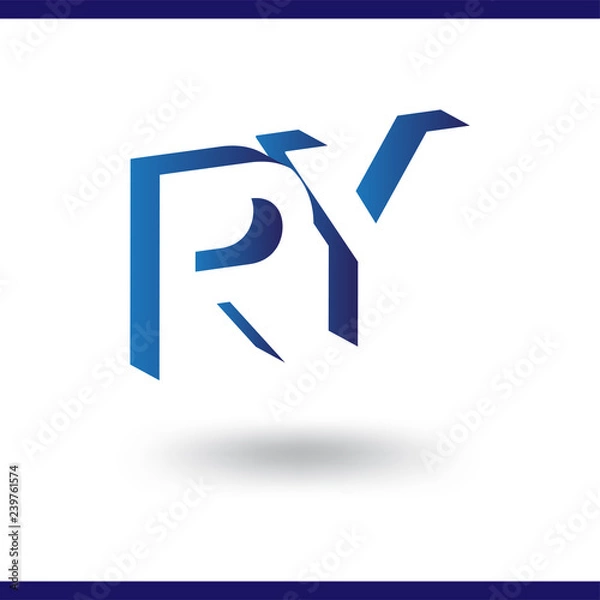 Fototapeta RY initial letter with negative space logo icon vector template