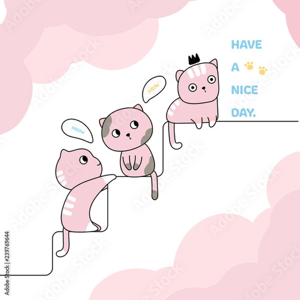 Fototapeta Cute cats hand drawn style