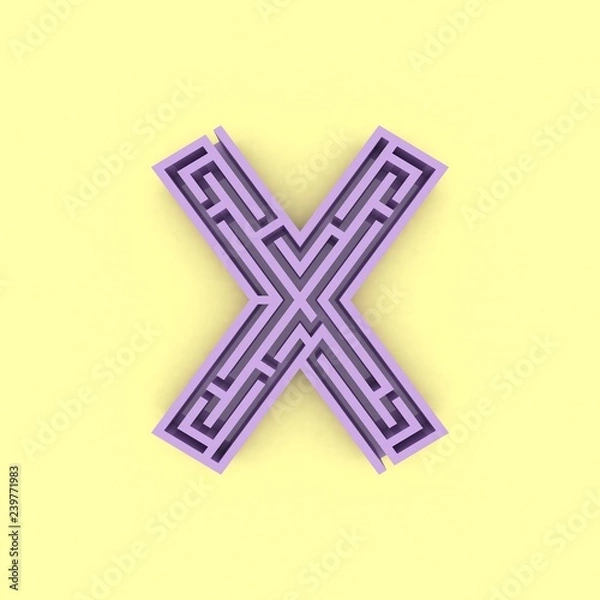 Fototapeta 3d render maze alphabet