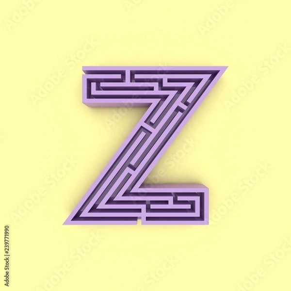 Fototapeta 3d render maze alphabet