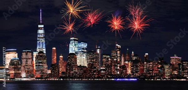Obraz Firework over Manhattan in New York city at night