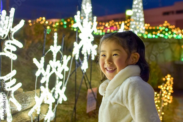 Obraz イルミネーションと子ども