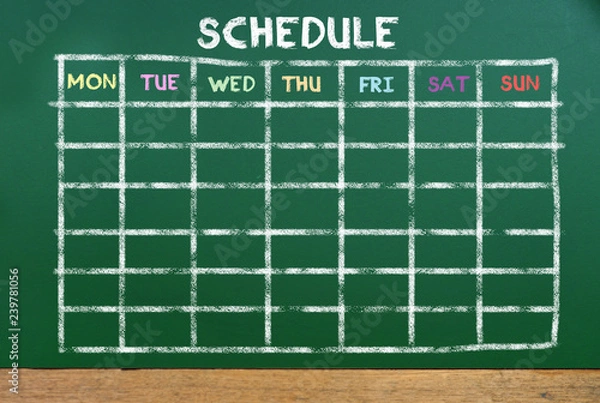 Obraz Schedule on green board for planning