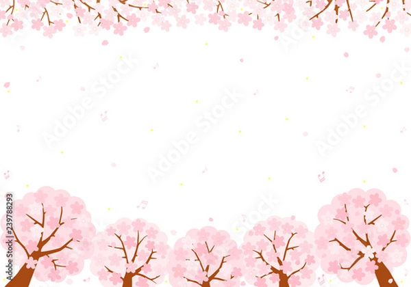 Obraz 夜桜の音符　背景　イラスト
