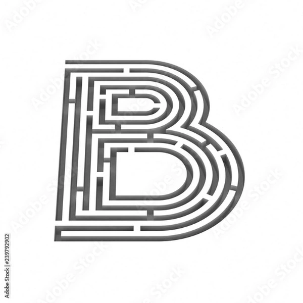 Fototapeta 3d render maze alphabet letter