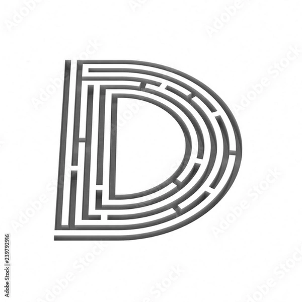 Fototapeta 3d render maze alphabet letter